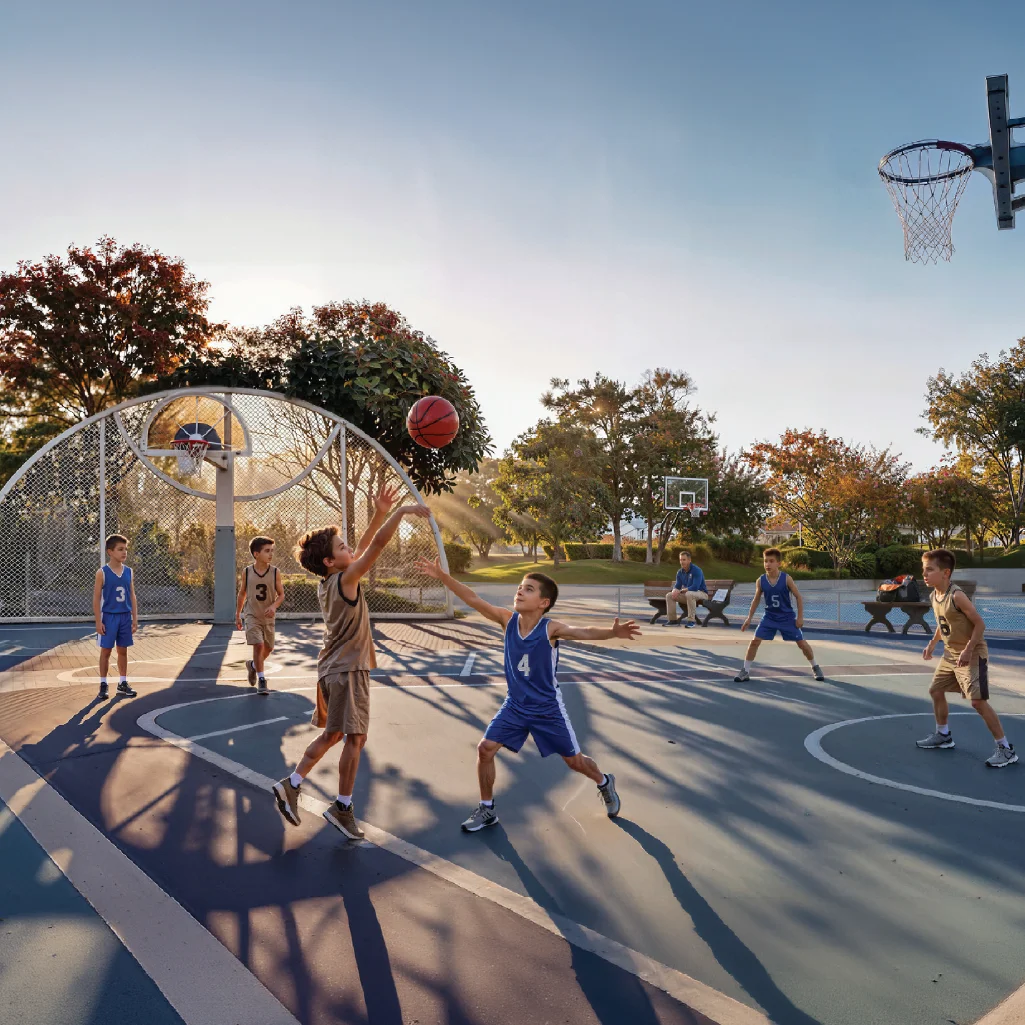 Tennis, Basketball & Volleyball Courts, Mini Golf and Skating Park