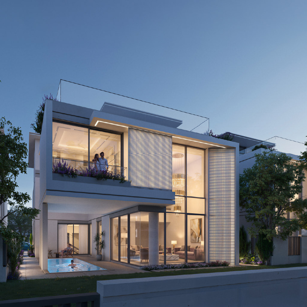 The Piazza villa double-height interior